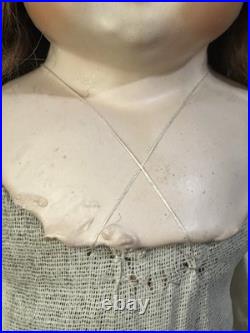 Antique German  Paper Mache 20 Doll with Glass Eyes