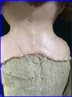 Antique German  Paper Mache 20 Doll with Glass Eyes