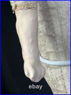 Antique German  Paper Mache 20 Doll with Glass Eyes