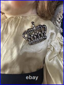 Antique German  Paper Mache 20 Doll with Glass Eyes