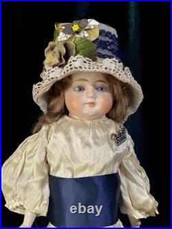 Antique German  Paper Mache 20 Doll with Glass Eyes