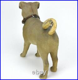 Antique German Paper Mache Candy Container Pug Dog Glass Eyes British Royalty