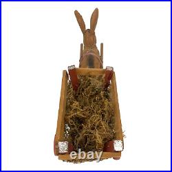 Antique German Paper Mache Easter Bunny Rabbit Pulling Cart Stick Legs Antique German Paper Mache Easter Bunny Rabbit Pulling Cart Stick Legs