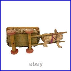 Antique German Paper Mache Easter Bunny Rabbit Pulling Cart Stick Legs Antique German Paper Mache Easter Bunny Rabbit Pulling Cart Stick Legs
