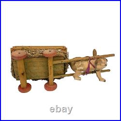 Antique German Paper Mache Easter Bunny Rabbit Pulling Cart Stick Legs Antique German Paper Mache Easter Bunny Rabbit Pulling Cart Stick Legs