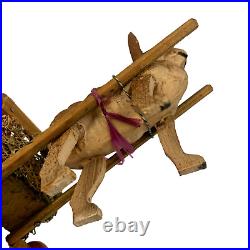 Antique German Paper Mache Easter Bunny Rabbit Pulling Cart Stick Legs Antique German Paper Mache Easter Bunny Rabbit Pulling Cart Stick Legs
