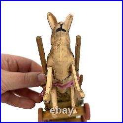 Antique German Paper Mache Easter Bunny Rabbit Pulling Cart Stick Legs Antique German Paper Mache Easter Bunny Rabbit Pulling Cart Stick Legs