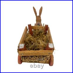Antique German Paper Mache Easter Bunny Rabbit Pulling Cart Stick Legs Antique German Paper Mache Easter Bunny Rabbit Pulling Cart Stick Legs
