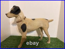 Antique German Papier Mache Dog Candy Container Glass Eyes Removable Head 14