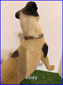 Antique German Papier Mache Dog Candy Container Glass Eyes Removable Head 14