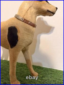 Antique German Papier Mache Dog Candy Container Glass Eyes Removable Head 14