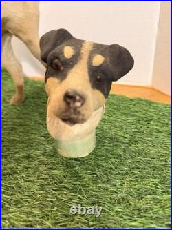 Antique German Papier Mache Dog Candy Container Glass Eyes Removable Head 14