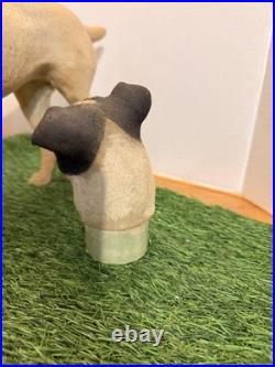 Antique German Papier Mache Dog Candy Container Glass Eyes Removable Head 14
