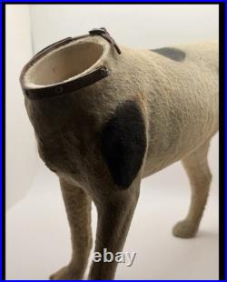 Antique German Papier Mache Dog Candy Container Glass Eyes Removable Head 14