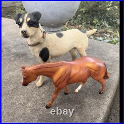 Antique German Papier Mache Dog Candy Container Glass Eyes Removable Head 14