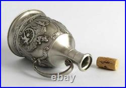 Antique German Pewter Decanter Zinn 95% SKS Bottle Relief Barware Vintage