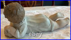 Antique German Piano Baby With Pug Puppy, LARGE 11 RARE