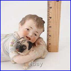 Antique German Piano Baby With Pug Puppy Large 11 Rare