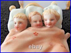 Antique German Porcelain Fairing Trinket Box Victorian Figurine Box 6 In a Bed