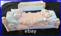 Antique German Porcelain Fairing Trinket Box Victorian Figurine Box 6 In a Bed