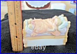 Antique German Porcelain Fairing Trinket Box Victorian Figurine Box 6 In a Bed
