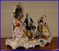Antique German Porcelain Figural group Lace Figurine statue Volkstedt Dresden