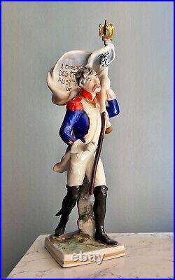 Antique German Porcelain Figurine of a French Imperial Soldier with Banner Antique German Porcelain Figurine of a French Imperial Soldier with Banner
