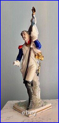 Antique German Porcelain Figurine of a French Imperial Soldier with Banner Antique German Porcelain Figurine of a French Imperial Soldier with Banner