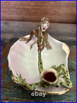 Antique German Porcelain Frog and Monkey Fairing Trinket Dish Circa 1870 Antique German Porcelain Frog and Monkey Fairing Trinket Dish Circa 1870