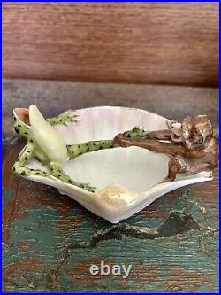 Antique German Porcelain Frog and Monkey Fairing Trinket Dish Circa 1870 Antique German Porcelain Frog and Monkey Fairing Trinket Dish Circa 1870
