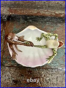 Antique German Porcelain Frog and Monkey Fairing Trinket Dish Circa 1870 Antique German Porcelain Frog and Monkey Fairing Trinket Dish Circa 1870