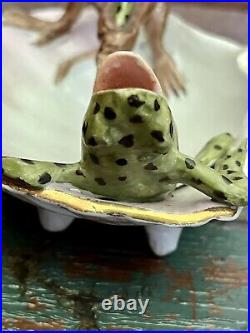 Antique German Porcelain Frog and Monkey Fairing Trinket Dish Circa 1870 Antique German Porcelain Frog and Monkey Fairing Trinket Dish Circa 1870