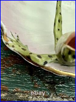 Antique German Porcelain Frog and Monkey Fairing Trinket Dish Circa 1870 Antique German Porcelain Frog and Monkey Fairing Trinket Dish Circa 1870