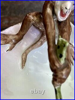 Antique German Porcelain Frog and Monkey Fairing Trinket Dish Circa 1870 Antique German Porcelain Frog and Monkey Fairing Trinket Dish Circa 1870