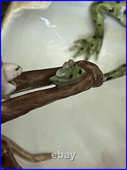 Antique German Porcelain Frog and Monkey Fairing Trinket Dish Circa 1870 Antique German Porcelain Frog and Monkey Fairing Trinket Dish Circa 1870