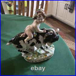 Antique German Porcelain Group The Goat And The Child