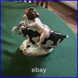 Antique German Porcelain Group The Goat And The Child