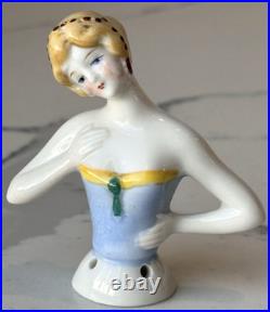 Antique German Porcelain Pin Cushion Half Doll 2+ RARE Vintage Collectible Gift