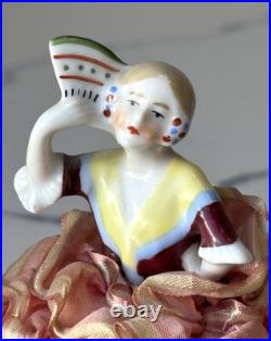 Antique German Porcelain Pin Cushion Half Doll 3+ RARE Vintage Collectible Gift