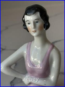 Antique German Porcelain Pin Cushion Half Doll 3+ RARE Vintage Collectible Gift