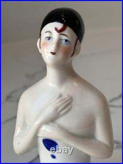 Antique German Porcelain Pin Cushion Half Doll 3+ RARE Vintage Collectible Gift