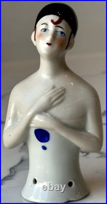 Antique German Porcelain Pin Cushion Half Doll 3+ RARE Vintage Collectible Gift