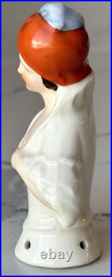 Antique German Porcelain Pin Cushion Half Doll 3+ RARE Vintage Collectible Gift