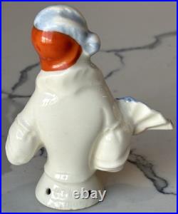 Antique German Porcelain Pin Cushion Half Doll 3+ RARE Vintage Collectible Gift