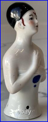 Antique German Porcelain Pin Cushion Half Doll 3+ RARE Vintage Collectible Gift