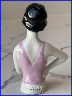 Antique German Porcelain Pin Cushion Half Doll 3+ RARE Vintage Collectible Gift