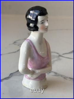 Antique German Porcelain Pin Cushion Half Doll 3+ RARE Vintage Collectible Gift
