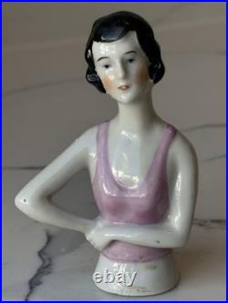 Antique German Porcelain Pin Cushion Half Doll 3+ RARE Vintage Collectible Gift