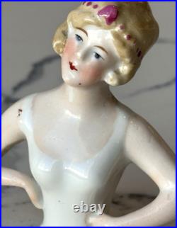 Antique German Porcelain Pin Cushion Half Doll 3 RARE Vintage Collectible Gifts