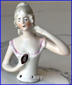 Antique German Porcelain Pin Cushion Half Doll 3 RARE Vintage Collectible Gifts